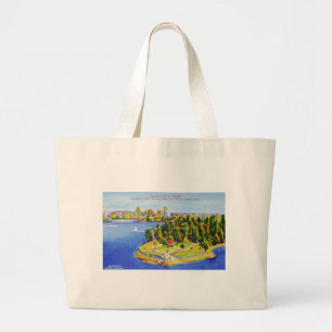 Vintage Vancouver Island British Columbia Tote Bag Jumbo Tygkasse