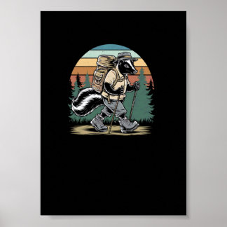 Vintage vandrande skunk  Rolig skogsvandringsävent Poster