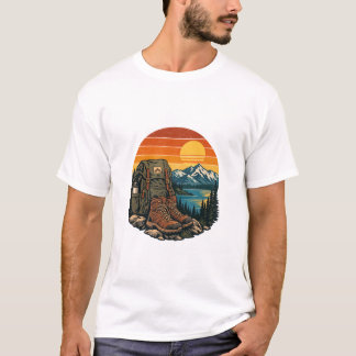 Vintage vandrarstövlar Sunset Mountain Trail T Shirt