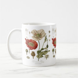 Vintage vanlig vallmo blomma botanisk trädgårdsmug kaffemugg