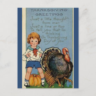 Vintage Vänner För Nu Barn Kalkon Thanksgiving Vykort