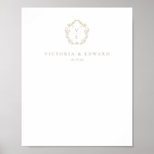 Vintage Vapensköld Beige Monogram Bröllop Poster