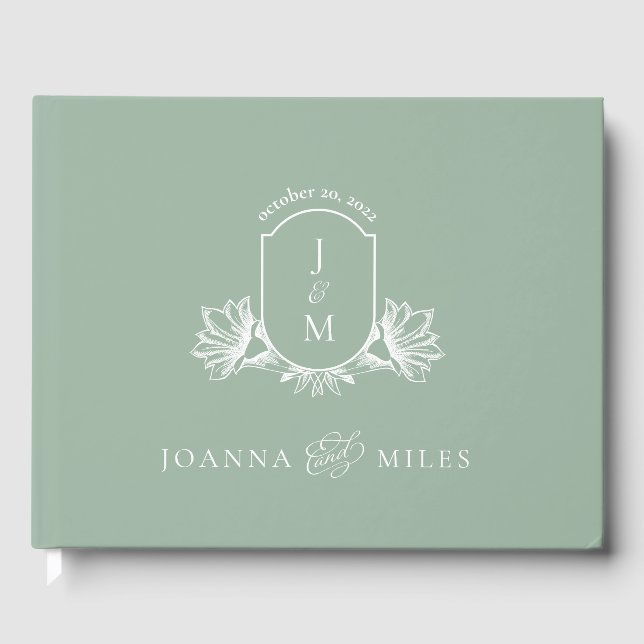 Vintage Vapensköld för botaniskt bruk Monogram Gästböcker (Framsida)