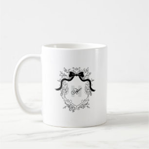 Vintage Vapensköld Monogram Coquette Bow Namn Init Kaffemugg