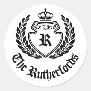 Vintage Vapensköld Utandning av Monogram Krona Uta Runt Klistermärke