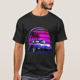 Vintage Vaporwave Retro Sunset 80 s bil T Shirt