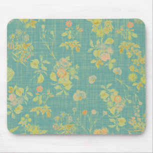 Vintage Vår Blommigt Teal Mönster Musmatta