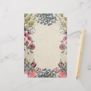 Vintage Vår Blommigtar Brevpapper