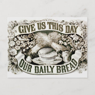 Vintage Vår dagstidning Bread Christian Prayer 187 Vykort