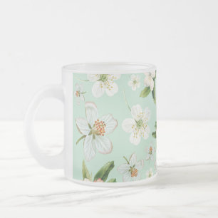 Vintage Vår Flower Blommar Mönster Frostad Glasmugg