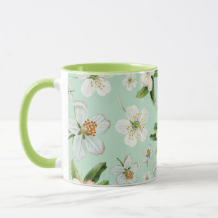 Vintage Vår Flower Blommar Mönster Mugg