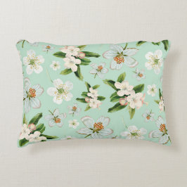 Vintage Vår Flower Blommar Mönster Prydnadskudde