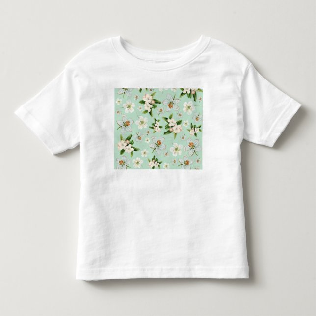 Vintage Vår Flower Blommar Mönster T Shirt (Framsida)
