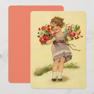 Vintage Vår Flower Girl Kort