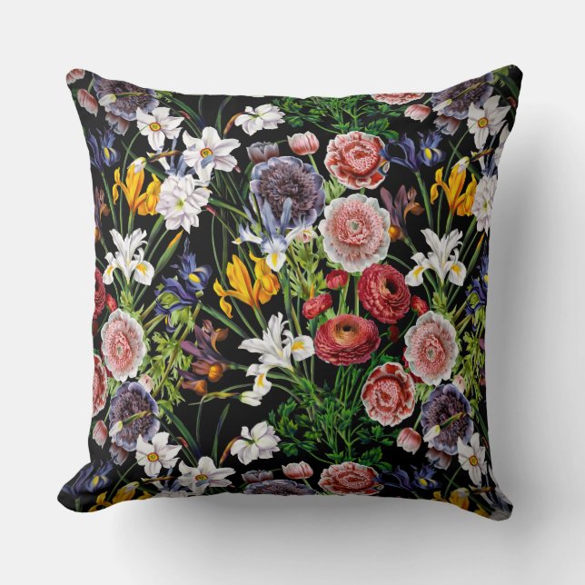 Vintage Vår Flower Mönster Kudde (Framsida)