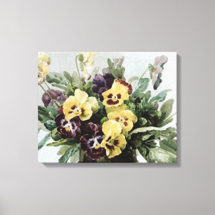 Vintage Vår Pansies Canvastryck