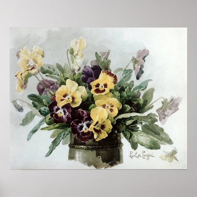 Vintage Vår Pansies Poster (Framsidan)