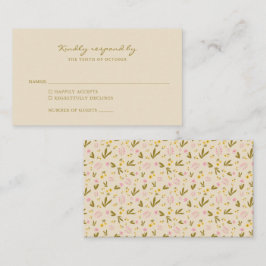 Vintage Vår Rosa Grönt Flowers Bröllop OSA Tilläggskort