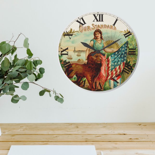 Vintage vår standardetikett stor klocka (Vintage Our Standard Cigar Label Large Clock)