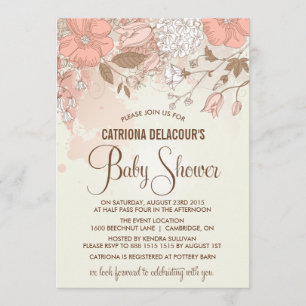 Vintage vårblommor Baby Shower-inbjudan Inbjudningar
