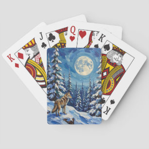 Vintage Varg i månljust vinter skog jul Casinokort