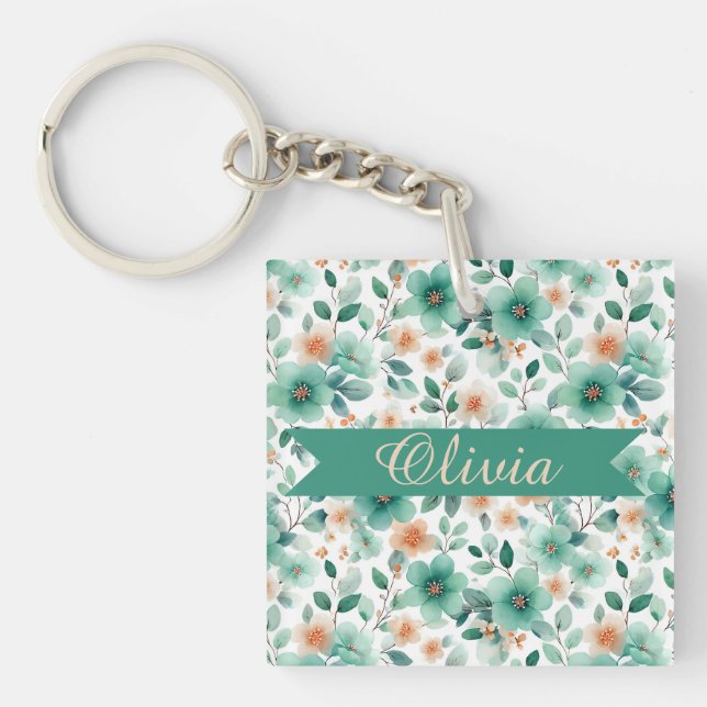 Vintage vårgrön blomsterpersonlig (Framsidan)