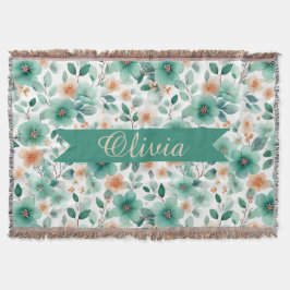 Vintage vårgrön blomsterpersonlig filt