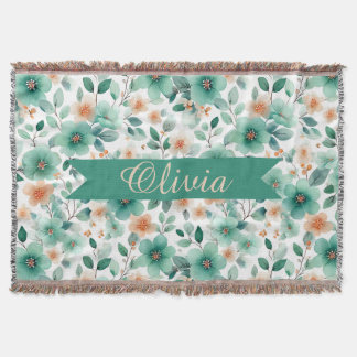Vintage vårgrön blomsterpersonlig filt