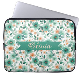 Vintage vårgrön blomsterpersonlig laptop fodral