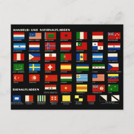 Vintage Världens Flaggor Postkort Vykort