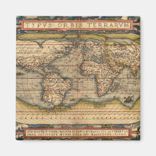 Vintage världskarta av Abraham Ortelius 1564 Magnet