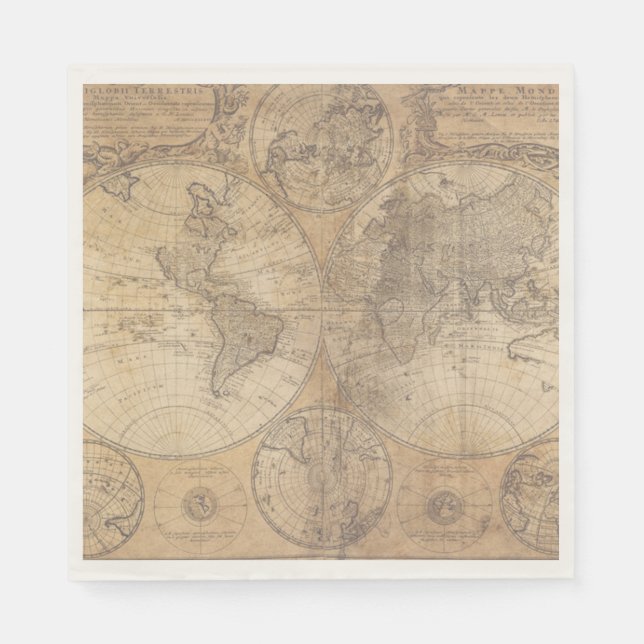 Vintage världskarta Baby Shower Collection Servett (Framsidan)