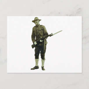 Vintage Världskrig 1 Doughboy Soldat Vykort