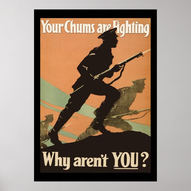 Vintage Världskrig 1 Militära rekryteringskammare Poster (Framsidan)
