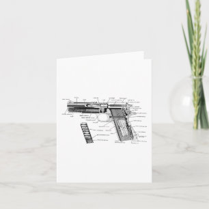 Vintage Världskrig 1 och 2 kolv 1911, deldiagram Kort