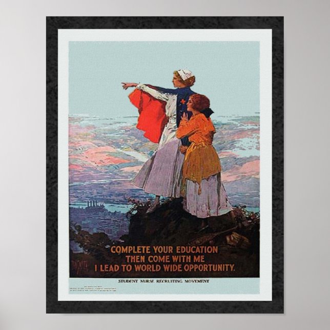 Vintage Världskrig 1 Student Nurse Rekrytering Poster (Framsidan)