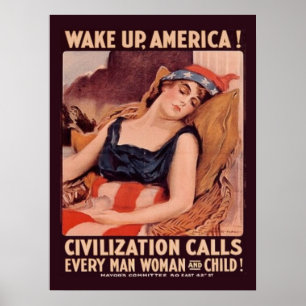 Vintage Världskrig 1 Uppvakta Amerika Poster