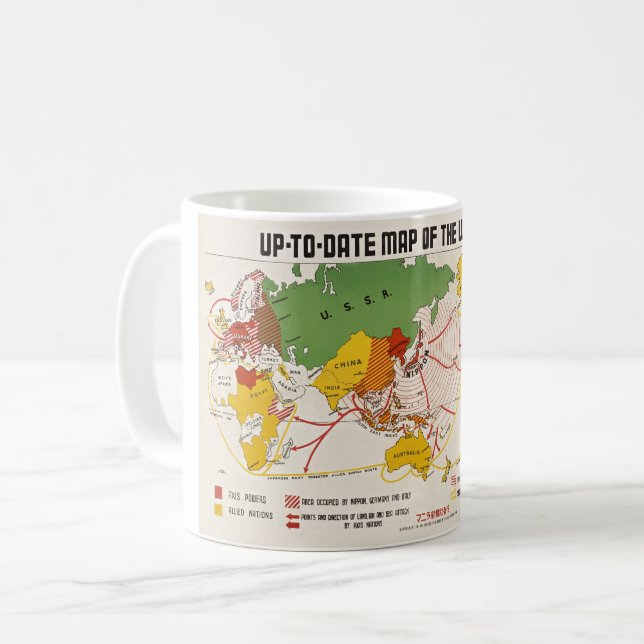 VINTAGE VÄRLDSKRIG II KARTA KAFFEMUGG (Framsida vänster)