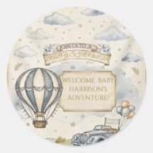 Vintage Varm Luft Ballong Pojke Baby Shower