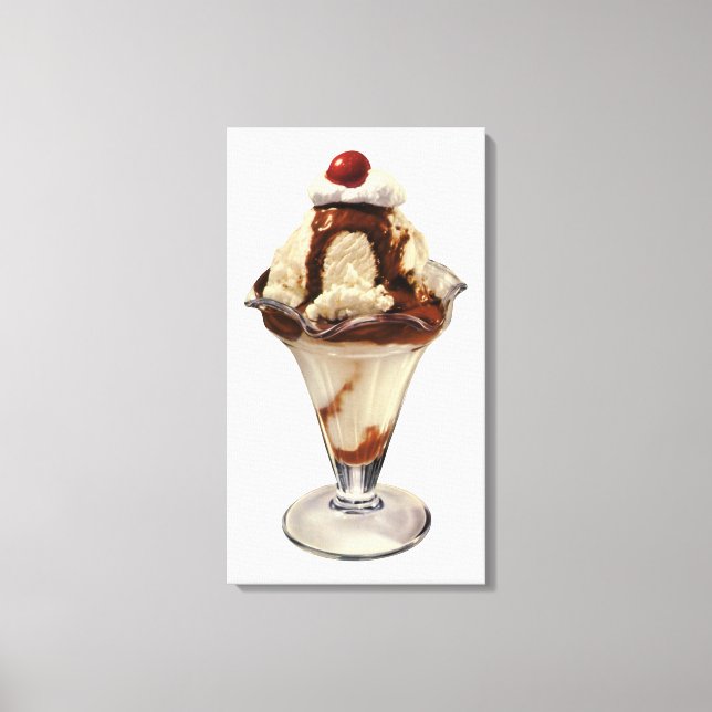 Vintage varma chokladsundae efterrätter canvastryck (Framsida)