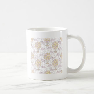 Vintage varmluftsballong gul och grå kaffemugg