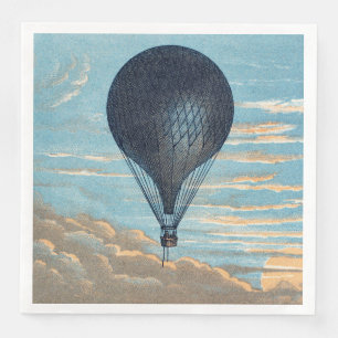Vintage varmluftsballong himmel barnkammardekor ko pappersservett