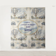 Vintage varmluftsballong pojke baby shower bakgrun