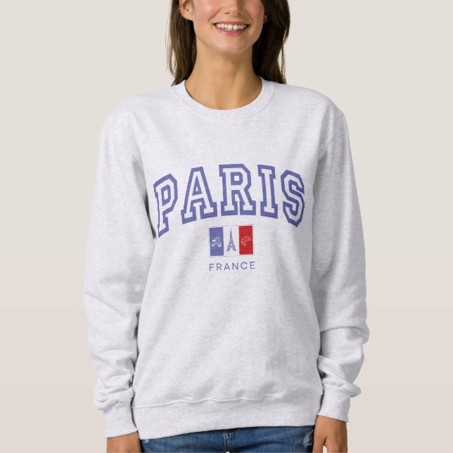 Vintage Varsity Stil Paris Fransk T Shirt (Framsida)