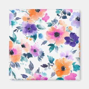 Vintage vårträdgård akvarell blomster magnet