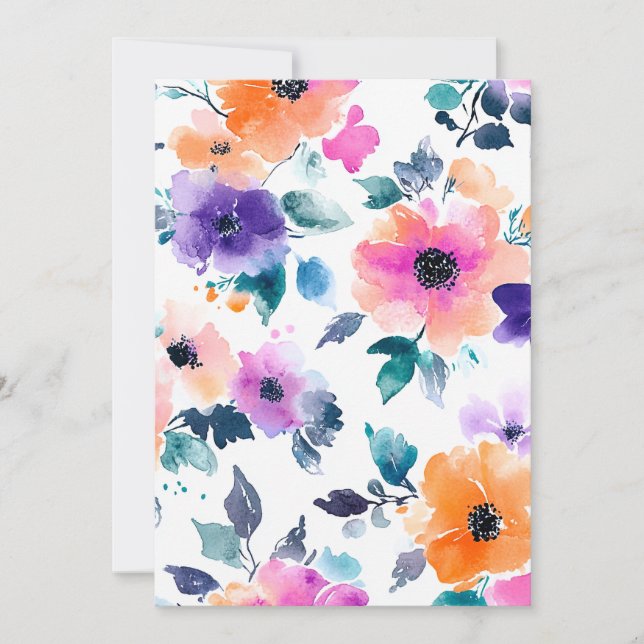 Vintage vårträdgård akvarell blomster meddelande (Framsida)