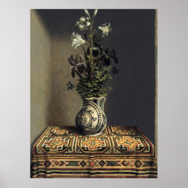 Vintage Vas i Flowers Painting Mörk Farmhouse Poster