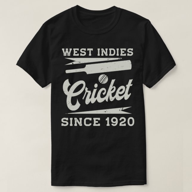 Vintage Väster Indies Cricket sedan 1920 T Shirt (Design framsida)