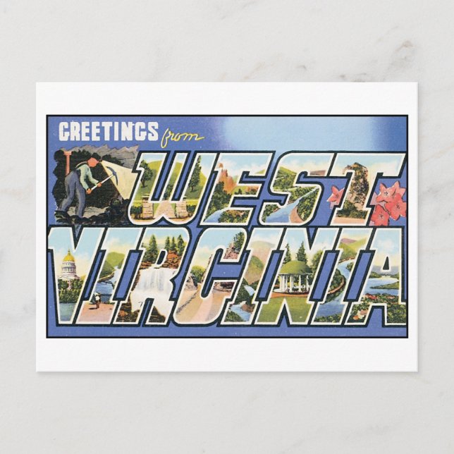 Vintage Väster Virginia Postcard Vykort (Framsida)