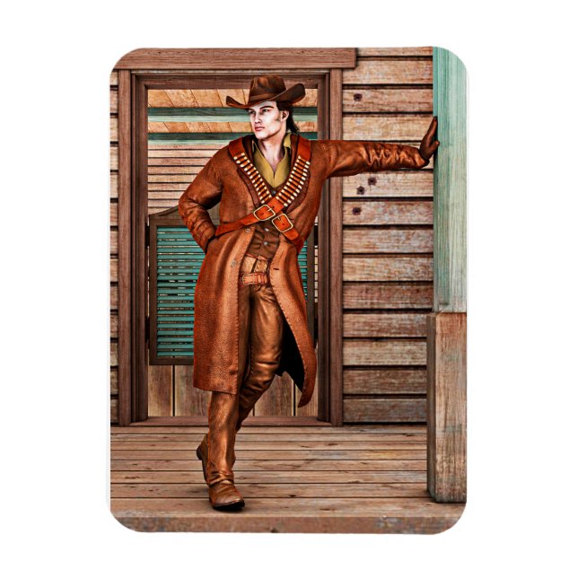 Vintage västern cowboy rustik frontierkonst magnet (Vertikal)